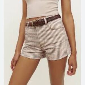 Reformation striped Cowboy High Rise Jean Shorts size 26